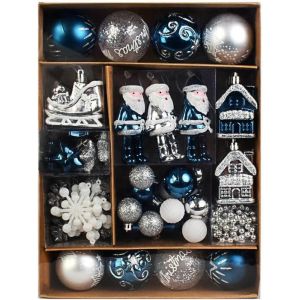 (Bleu et Blanc) de l'Ensemble des 50 Effacer Anti-Boules de No&euml;l Suspendus Ornements pour Arbres de No&euml;l, F&ecirc;te de No&euml;l D&eacute;coration - Neuf