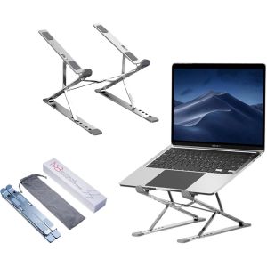 Dogfish Support Ordinateur Portable,Support PC Portable &agrave; 7+9 Niveaux R&eacute;glables,Laptop Stand en Silicone Antid&eacute;rapant & Alliage d'Aluminium,Compatible avec MacBook Air Pro,Dell,HP,10-17.3 - Neuf
