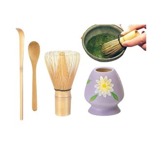 Ensemble De Fouet &Agrave; Matcha En Bambou Avec Fouet, Cuill&egrave;re, Support Et Fouet Pointu Pour La C&eacute;r&eacute;monie Du Th&eacute; - Neuf