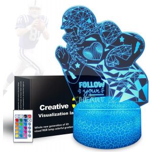 Cadeau de football pour les fans de sport, veilleuse de football, 16 couleurs changeantes, lampe de d&eacute;coration avec t&eacute;l&eacute;commande et tactile, cadeau pour No&euml;l, Saint-Valentin, anniversaire, pour - Neuf