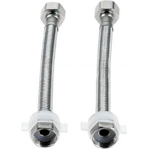 Lot de 2 raccords de tuyau flexible,BSP G1/2"" x G1/2"",tuyau blind&eacute;,flexible pour robinet,mitigeur (longueur totale du tuyau et du raccordement,longueur totale 20 cm) - Neuf