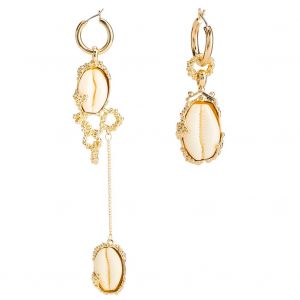 Boucles D'oreilles Longues Asymetriques En Forme De Conque Doree Tendance - Neuf