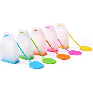 Sachets de thé en silicone,Tinor Paquet de 5 filtres à thé réutilisables en vrac pour tasses à thé,tasses et théières - Neuf