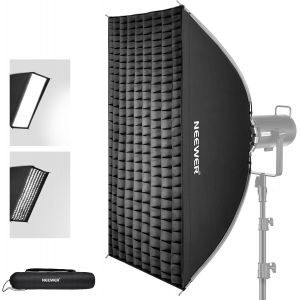 NEEWER Bo&icirc;te &agrave; lumi&egrave;re rectangulaire Pliable Bowens de 61 x 88,9 cm &agrave; Installation Rapide avec diffuseurs/Grille/Sac en nid d'abeille, Compatible avec Godox Aputure 120d Video Lights Q4 Studio Flash - Neuf