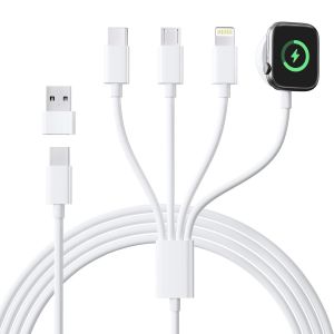 Thef-Chargeur Apple Watch, 4 En 2 Cable Apple Watch Chargeur Montre Apple Watch Usb C Chargeur Iwatch Apple Avec Lightning/Usb C/Iwatch/Micro Pour Apple Watch Serie 9/8/7/6/5/4/3/Ultra, Iphone 15/14 - Neuf
