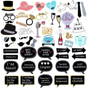 Checarzhn--No1-52pcs Accessoires Photobooth Mariage Accessoires De Photomaton Kit Photobooth Mariage Accessoires De Photobooth De Fête Diy Accessoire Photo Booth Mariage Pour Mariage Décoration De Fê - Neuf