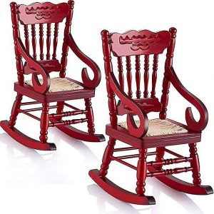 2 pièces maison de poupée chaises en bois 1:12 Noël maison de poupée modèle chaises mini maison de poupée - Neuf