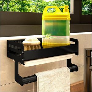 Porte Eponge Evier Cuisine,Rangement Evier Cuisine Avec Porte-Serviettes,S&eacute;parateur Amovible,Multifonctionnel Pour &Eacute;vier De Cuisine,Organisateur D'&eacute;vier,Pour &Eacute;ponge,Brosse De Nettoyage - Neuf