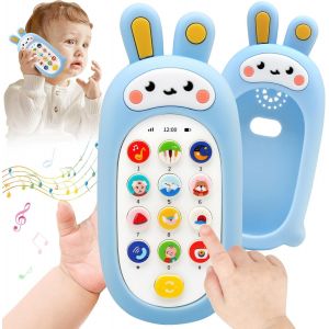 Telephone Bebe, Jouets Musicaux Enfant 1 an, Smartphone Bebe avec Melodies Son Dentition Jouet d'&Eacute;veil Sensorielle Jeux Educatif Cadeau pour Tout-Petits Fille Garcon 6 9 12 18 Mois - Neuf