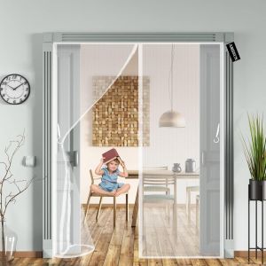 Magnétique Moustiquaire Porte 240 x 210 cm Rideau Porte Anti insectes Facile à Installer sans Percer Porte Moustiquaire Anti Insecte Mouche pour fenêtres balcon séjour - Blanc - Neuf