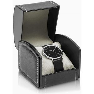 Kal-Boîtier De Montre Simple, Montre En Cuir Synthétique Avec Coussin Amovible, Boîte De Rangement Pour Bijoux, Boîte De Rangement Portable, Carrée, Support Pour Montres - Neuf