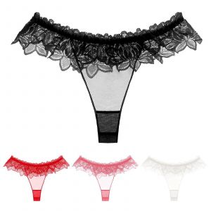 Dentelle T-Back Culotte Femmes Maille Transparente G-String Mode Broderie Sous-Vêtements Transparent Minuscule String Tangas De Mujer - Neuf