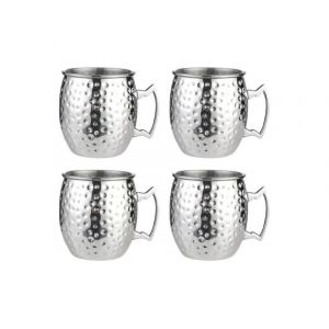 Lot De 4 Mugs Moscow Mule En Acier Inoxydable &iquest; Capacit&eacute; De 530 Ml, Finition Argent&eacute;e - Neuf
