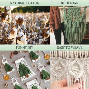 Corde Macramé 3Mm X 300M,Macrame Corde De 4-Ply Naturel Coton,Pour Rideau Macramé,Bricolage Decoration Murale,Décoration De Chambre À Coucher Et Decoration Mariage Boheme (Olive Verte) - Neuf