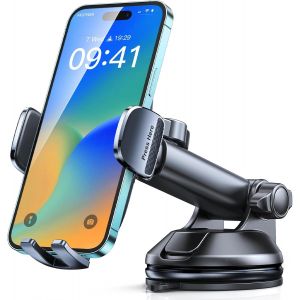 JGD-Support Téléphone Voiture Ventouse, Universel 360° Réglable Attache Telephone Voiture, Libération Rapide à Un Bouton, Porte Telephone Voiture pour Tableau de Bord/Pare-Brise, 4-7"" Smartphones - Neuf