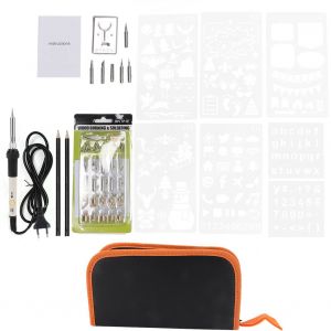 Kit de fer a souder electrique a bois 42 pieces, pyrogravure, stylo, bruleur de fer (blanc, UE) - Neuf