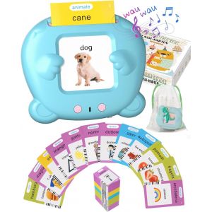 ERYI-Italien Standard, Flashcard Jouets Éducatifs Pour Enfants De 2-6 Ans, 112 Feuilles 224 Mots Pour L'Apprentissage Audio, Jouets Sensoriels Montessori Pour La Logopédie De L'Autisme Bleu - Neuf