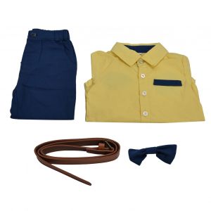 Tenue De Gentleman Pour Bebe Garcon, Ensemble Chemise Et Pantalon A Bretelles, Tendance Et Elegant, Pour Fete, Jaune, 70 Cm - Neuf