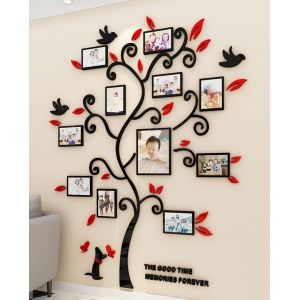 Stickers Muraux Arbre Cadre de Photo 3D DIY Mural Autocollants Arts Décoration de la Maison pour Chambre,Salon,Garderie,Salle,Garderie,Cadeau (Rouge,S) - Neuf