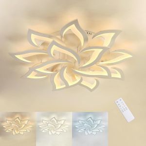 LIUX-Plafonnier Led Dimmable De 3000K-6000K,84W 8400Lm,Luminaire Aluminium,Lampe Plafond Avec Télécommande,Design De Creative Petal¿ - Neuf