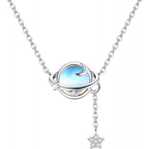 Kales-Argent 925 Collier Pendentif Pierre De Lune Pour Femme-Chaîne Cadeau Fête Des Mères,Meilleure Amie,Anniversaire - Neuf