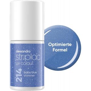 Sjzg-Striplac Uv-Nagellack Baby Blue Shimmer - Deckend & Kratzfest Bis Zu 15 Tage - Leichtes Auftragen - Schonende Abziehtechnologie - Vegan - Blau, 6,5ml - Neuf