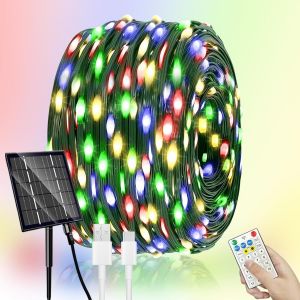 TIANYI-Guirlande Lumineuse Solaire Extérieure, 50M 500LED Noel Guirlande Lumières Extérieur, 19 Modes Solaire d'Extérieur Guirlande Lumineuse Étanche pour Jardin, Noël, Fête, Décoration(Multicolore) - Neuf
