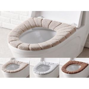 Lot de 3 housses de si&egrave;ge de toilette (3 couleurs), lavables, avec coussin int&eacute;gr&eacute;, pour salle de bain et la plupart des toilettes. - Neuf