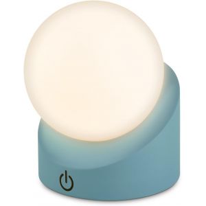 Kal-- Mini Lampe De Table Led Sans Fil Ip54 Avec Touche, Variateur Par Paliers, Batterie Et Source Interchangeables, Lampe De Chevet, Boule, Lampe Led, Lampe De Table, 10x8x9 Cm, Bleu - Neuf