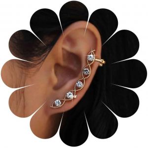 Kal-Boucles D'oreilles Bohémiennes En Cristal Oeil Maléfique Boucles D'oreilles En Or Cz Cartilage Boucles D'oreilles Cz Oeil Grimpant Boucles D'oreilles En Strass Boucles D'oreilles À Clip - Neuf