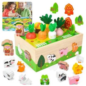 INN Blocs de construction 22x16x9.5cm Boîte d'intelligence de cueillette de carottes de ferme d'animaux boîte assortie en forme - Neuf