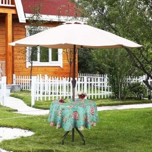 Nappe Ronde De 152,4 Cm D'Extérieur Et D'Intérieur Avec Trou De Parasol Et Fermeture Éclair, Nappe Imperméable À Fermeture Éclair Pour Table De Patio, Printemps/Été, Pour Table Circulaire - Neuf