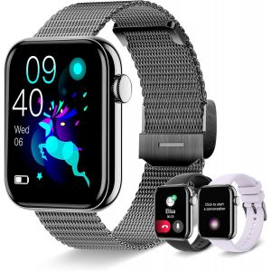 Montre Connectée Femme, 1.85'' Montre Intelligente Avec Appels Bluetooth Notification De Message, Fréquence Cardiaque Spo2 Sommeil, Multi Modes Sportifs, Smartwatch Compatible Avec Android Et Ios - Neuf