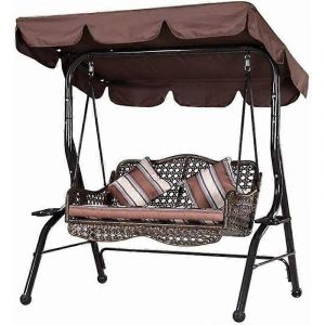 Toit de remplacement &eacute;tanche pour balancelle de jardin - Auvent anti-UV pour balancelle (caf&eacute;, 142 x 120 x 18 cm) - Neuf