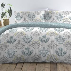 Sjzg-- Housse De Couette Fougère Oeuf De Canard - 260 X 220 Cm - 2 Taies D'oreiller - Réversible - Literie Florale - Housse De Couette Florale Feuille D'oeuf De Canard - Neuf