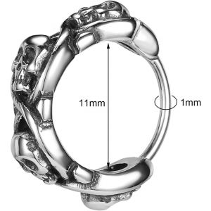 Cmjaagur-Boucles D'oreilles Cr&eacute;oles Gothiques En Acier Chirurgical Pour Homme - Style Punk - Noir[M2276] - Neuf