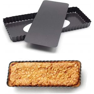 Jexnovashop-Moule &Agrave; Tarte Rectangulaire Fond Amovible Antiadh&eacute;sif Pour Biscuits Et Muffins - Format Carr&eacute; 36.5x14.5x3cm - Neuf