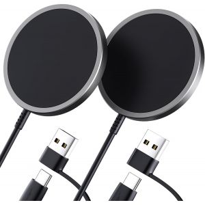 Chargeur Magsafe 2 Pi&egrave;ces, Chargeur &Agrave; Induction Pour Iphone 17, 15 W Magn&eacute;tique Pour Magsafe Iphone 17 Air/Pro/Max/16/15/14/13/12 Series/Airpods Pro U2013 Noir - Neuf