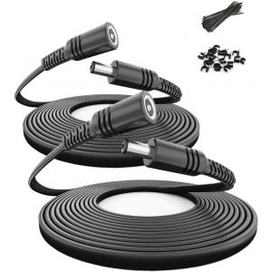 Itramax Câble Extension 12V DC 9M 2 Pack, Adaptateur d'alimentation 2.1 mm x 5.5 mm 5521 Cordon Rallonge Plat, Fil Femelle à Mâle pour Caméra Sécurité CCTV, Caméra Réseau IP DVR,Appareils 5V 9V 24V - Neuf