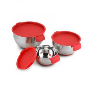 Ensemble De 3 Bols Avec Couvercle Et R&acirc;pe Herzberg Hg04036 - Neuf