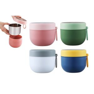 Bo&icirc;te &Agrave; Lunch Isotherme En Acier Inoxydable De 800 Ml Avec Cuill&egrave;re Pliable - Lot De 4 - Neuf