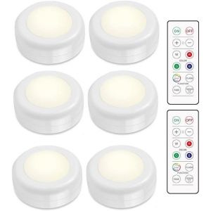 Spot Led Rgb Batterie Avec T&eacute;l&eacute;commande, Veilleuse Led 16 Couleurs, &Eacute;clairage D'armoire &Agrave; Piles, &Eacute;clairage D'escalier Dimmable, 6 Pi&egrave;ces - Neuf