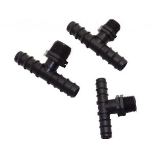 Tuyau d'arrosage utilitaire avec deux raccords males en T a trois voies DN16 et DN20, pour irrigation goutte a goutte - Neuf