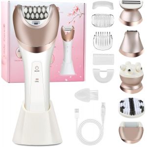 Rasoir Electrique Femme, 6 En 1 Tondeuse Femme Intime Sans Douleur Tondeuse Bikini Femme Ipx7 Étanche, Usb Rechargeable Tondeuse Maillot Femme Épilateur Shaver Pour Visage Bras Jambes Aisselles - Neuf