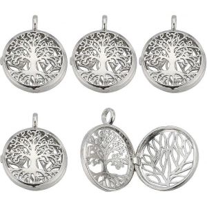 10 Pendentifs Cage Pour Pierres, Pendentifs M&eacute;daillon, Breloques En Forme De Cage, Pendentifs Creux, Breloques En Forme De Cage &Agrave; Perles Spirales, Breloques Arbre De Vie - Neuf