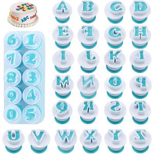 Jexnovashop-Lettres &Agrave; L'emporte Pi&egrave;ce, 36 Pi&egrave;ces Ressort Emporte Pi&egrave;ce Avec Des Lettres, R&eacute;utilisable Et Des Chiffres, Convient Pour G&acirc;teaux, Biscuits, Fondant - Neuf