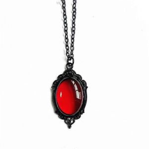 Goth Vintage Rouge Noir Quartz Cristal Camée Pendentif Collier Cadeau De Noël Pour Les Femmes Amies Nouveau Bijoux De Mode - Neuf