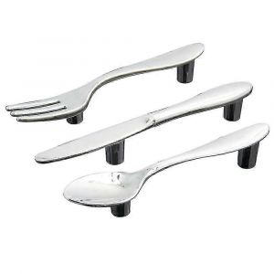 3 Pcs Argent Cuisine Armoire Tiroir Tirer Poignées Boutons (couteau Fourchette Cuiller) - ya - Neuf