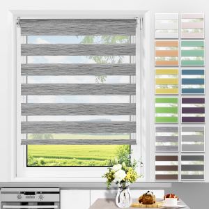 Store Enrouleur Jour Nuit Sans Perçage, Facile À Installer Avec Clips Pour Fenêtre Ou Porte, 90L X 200L Cm, Lin Gris - Neuf