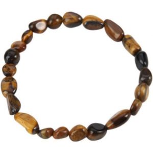 Bracelet En Pierre Oeil De Tigre V&eacute;ritable Pierre Oeil De Tigre Bijoux Bracelet &Eacute;lastique Pour Homme Et Femme Bracelet De Protection Et Bonne Energie,19cm,?il De Tigre,Tigerauge - Neuf